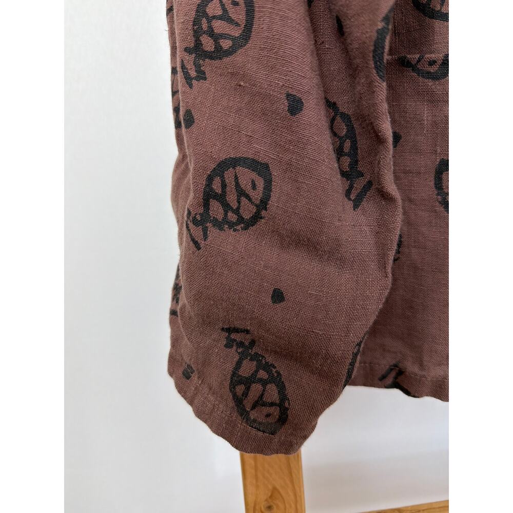Vintage NWT Timbuktu Station Brown Fish Pattern Linen Button Up Top Size XL - Picture 3 of 8
